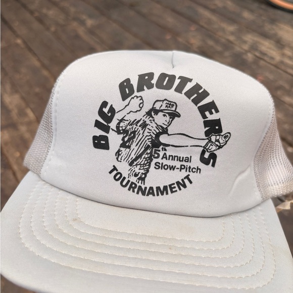 Vintage trucker hat baseball big brothers slow pitch tournament mesh foam - Picture 2 of 6